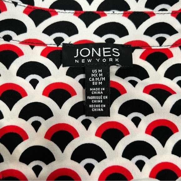 2 for$15 Jones New York White and Red Button Down Shirt with Notched Collar - Picture 4 of 12